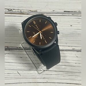 NEW‎ BATTERY Aeropostale Luxury Watch Metallic Brown Chronograph Dial Silicone